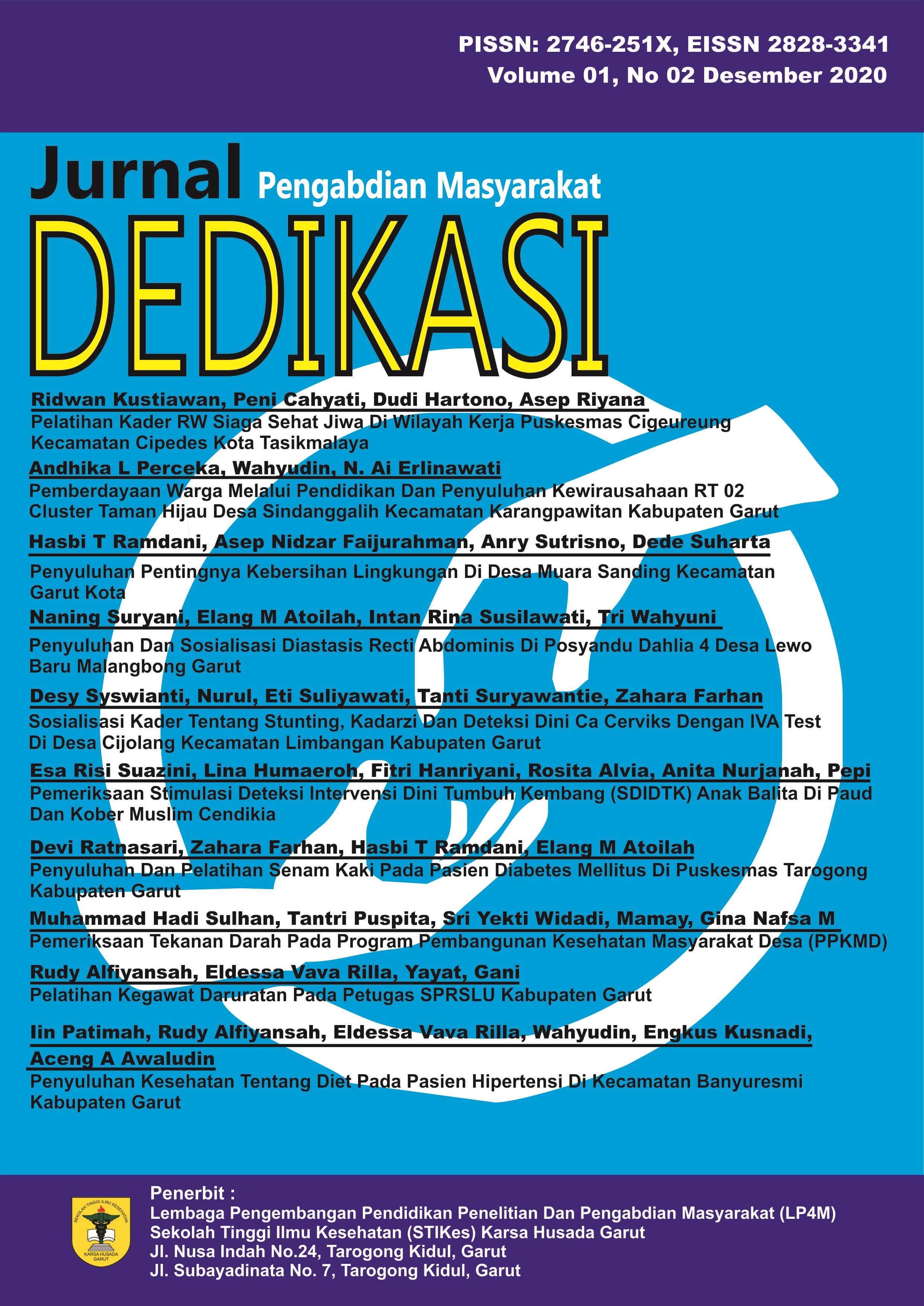 Jurnal Pengabdian Masyarakat DEDIKASI Vol 02 No 01 Desember 2020