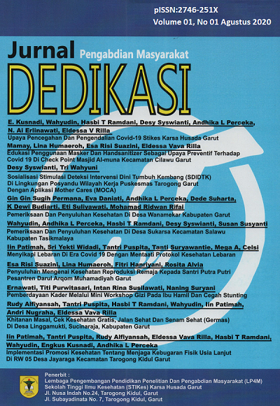 Jurnal Pengabdian Msyarakat DEDIKASI Vol 01 No 01 Agustus Tahun 2020